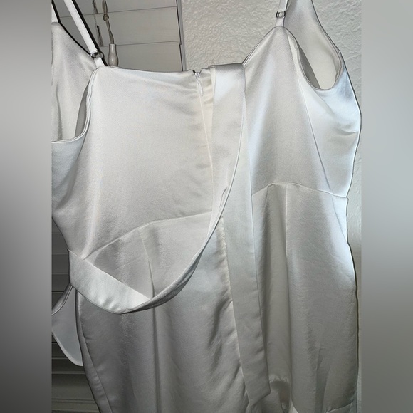 Glamourous Lifestyle White Satin Faux-Wrap Mini Dress - Lulu's XL - Picture 9 of 9